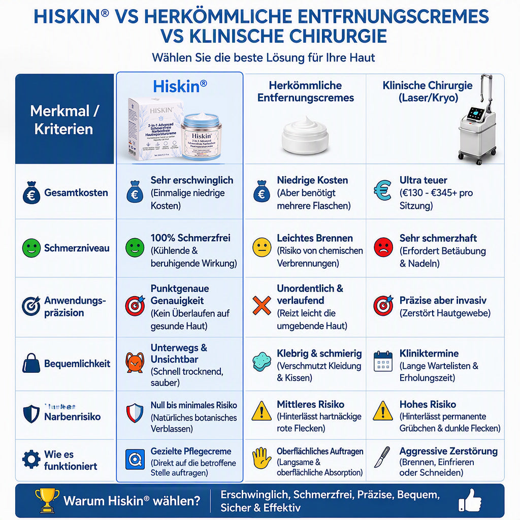 𝐇𝐢𝐬𝐤𝐢𝐧®  2-in-1 Advanced schmerzfreie narbenfreie Hautreparaturcreme – gegen Hautwucherungen, Warzen und sichtbare Hautmakel
