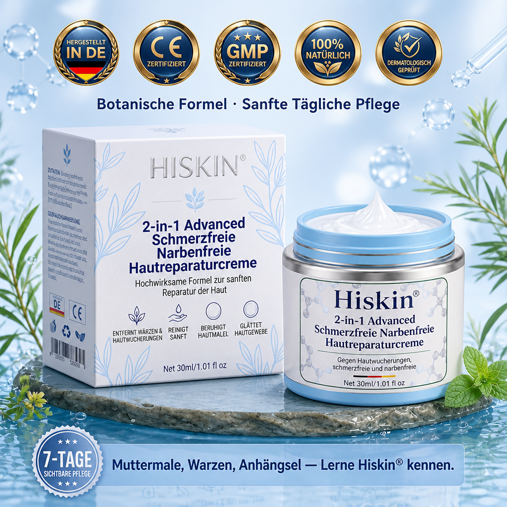 𝐇𝐢𝐬𝐤𝐢𝐧®  2-in-1 Advanced schmerzfreie narbenfreie Hautreparaturcreme – gegen Hautwucherungen, Warzen und sichtbare Hautmakel