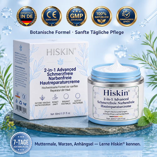 𝐇𝐢𝐬𝐤𝐢𝐧®  2-in-1 Advanced schmerzfreie narbenfreie Hautreparaturcreme – gegen Hautwucherungen, Warzen und sichtbare Hautmakel