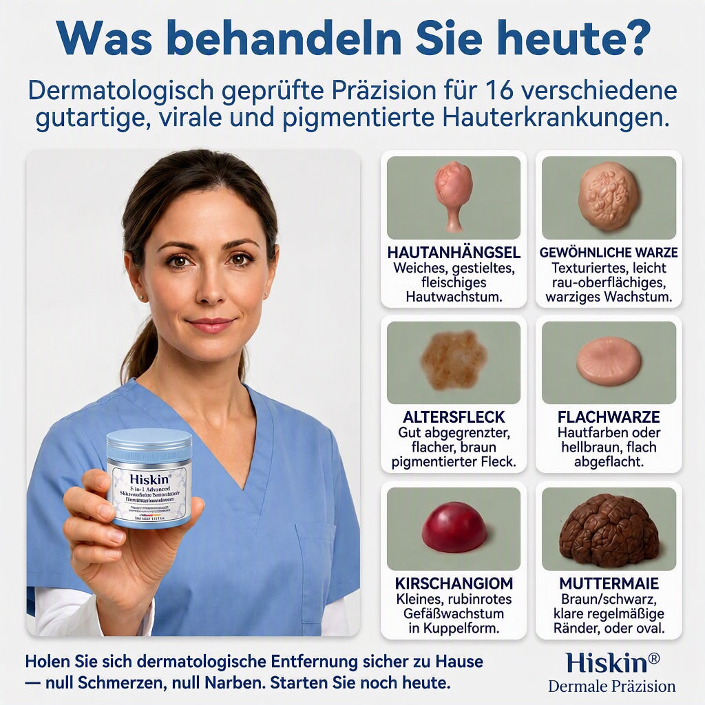 𝐇𝐢𝐬𝐤𝐢𝐧®  2-in-1 Advanced schmerzfreie narbenfreie Hautreparaturcreme – gegen Hautwucherungen, Warzen und sichtbare Hautmakel